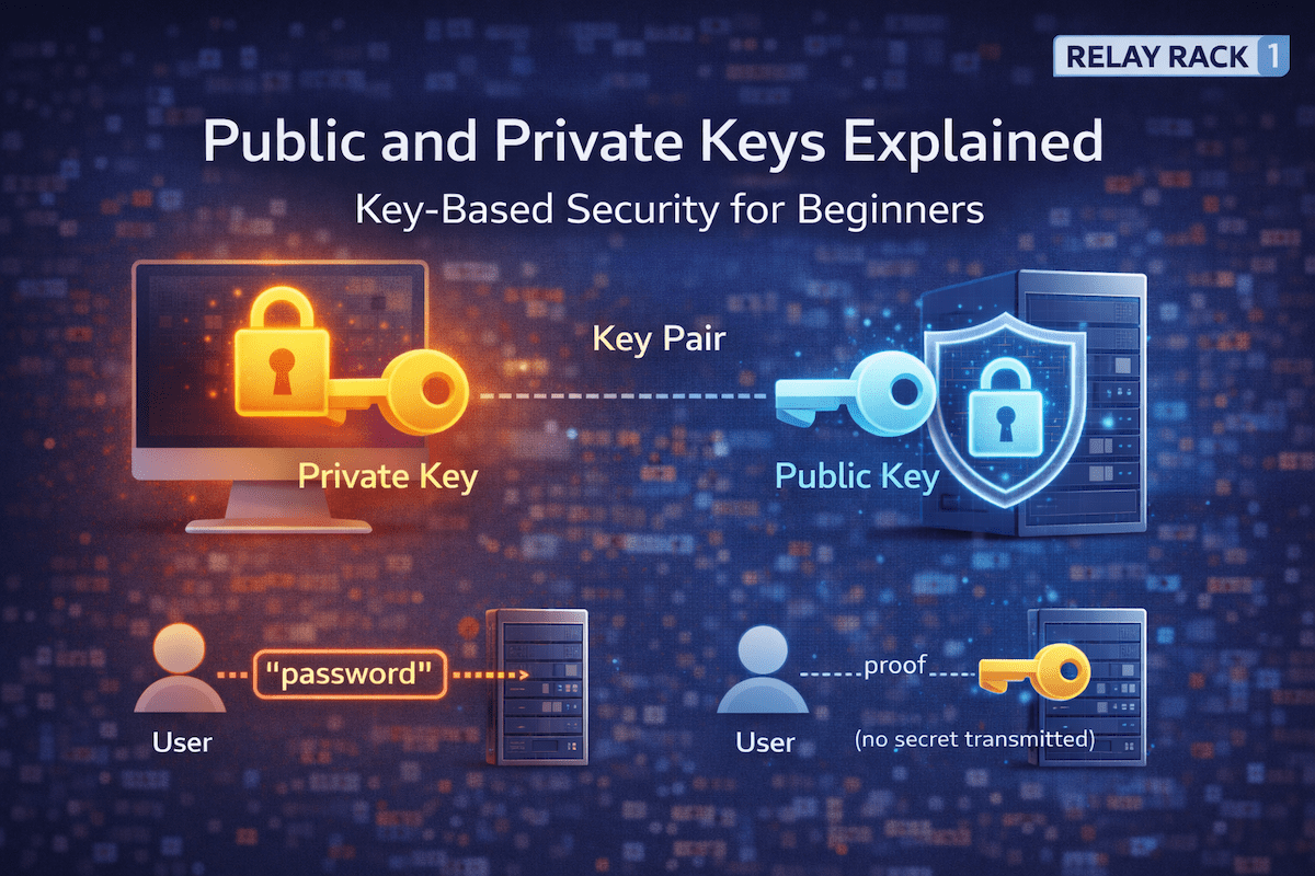 Diagram illustrating public and private key authentication showing how secure key pairs are used for encrypted access