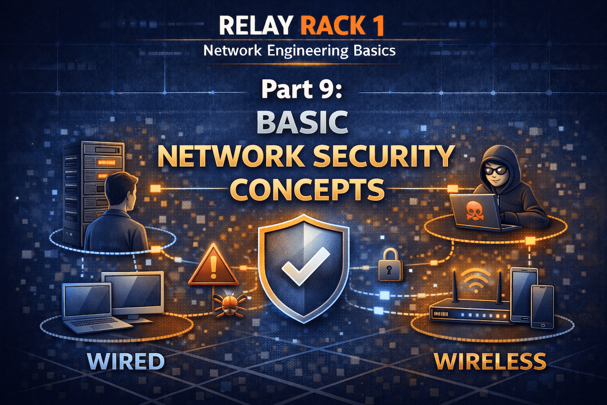 Diagram illustrating basic network security concepts including firewalls, access control, encryption, and network segmentation.